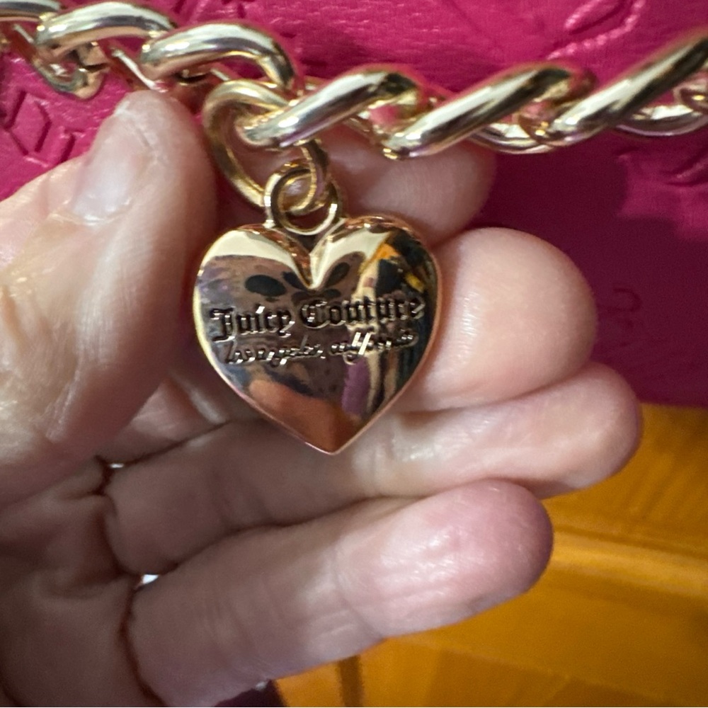 Juicy Couture Pink FlashNot Your Babe  Shoulder Bag with Gold Chain. With Charms - Picture 3 of 13
